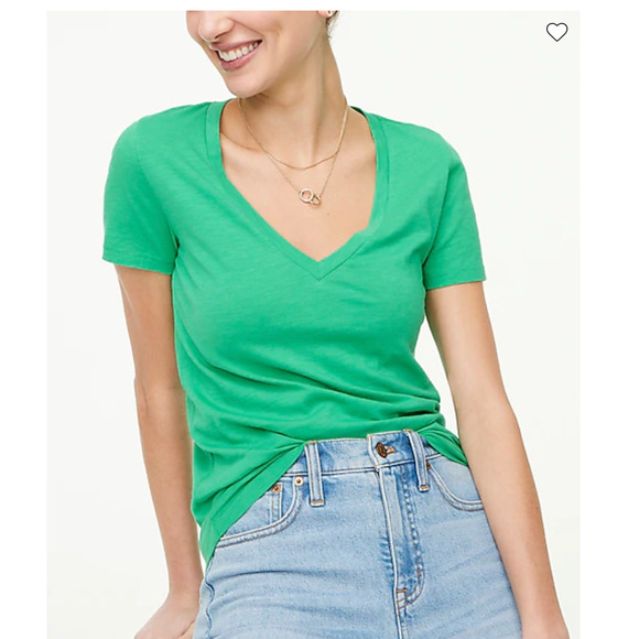 NWT J. Crew Modern Clover Green Vintage Slub Cotton V-Neck Tee - SIZE XL - Picture 4 of 10